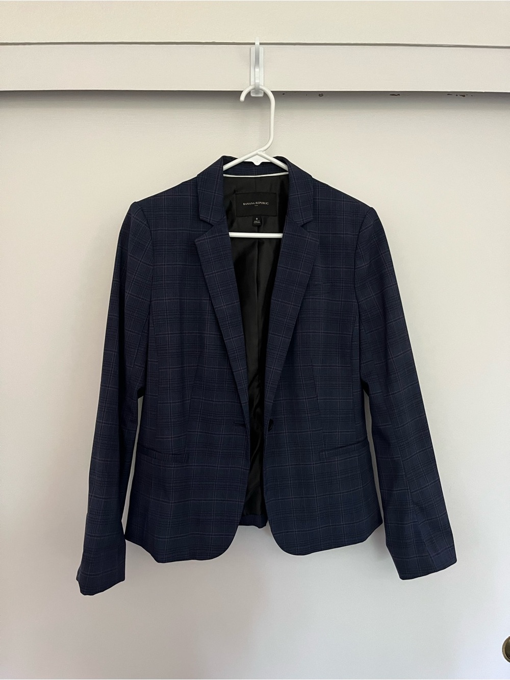 Banana Republic Navy Windowpane Plaid Blazer